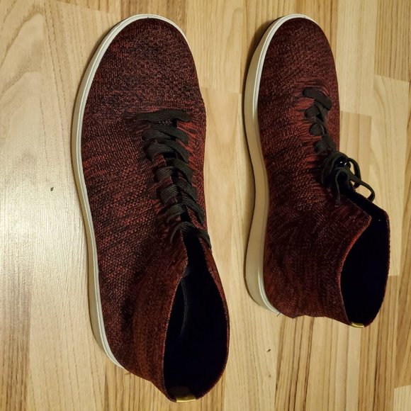 Zara Men Red Technical Fabric high top Sneakers - Picture 2 of 5